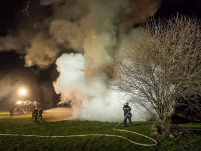 Požar lesene lope v Sebenjah, 20. 3. 2016