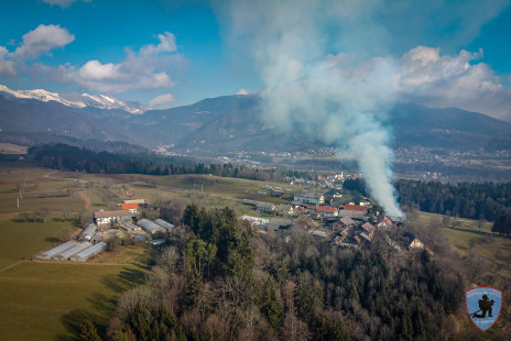 Požar gospodarskega poslopja in hiše, Hudo, 29. 1. 2020