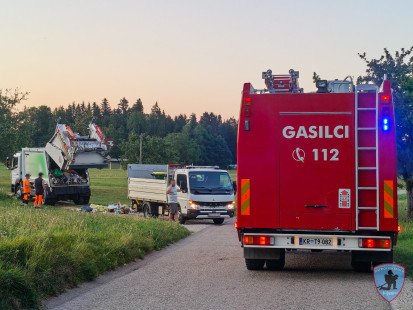 Požar smeti v komunalnem vozilu - Brezje pri Tržiču, 13.8.2026